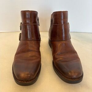 Born Women’s Adler F06316 Brown Leather Buckle Zip Up Boots Size 8.5